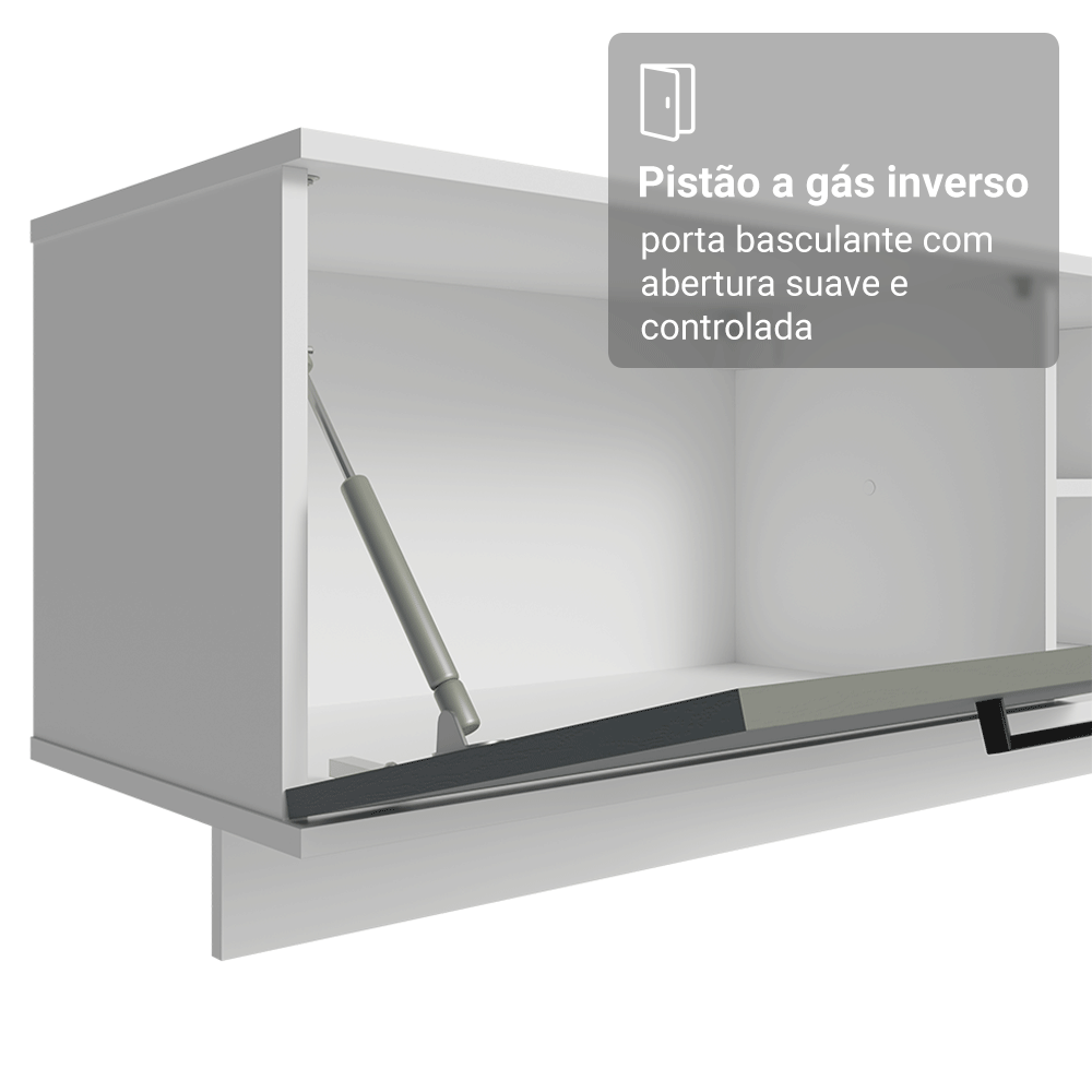 Rack Suspenso para TV até 80 Polegadas 218 cm 2 Portas Branco/Cinza Agata Madesa