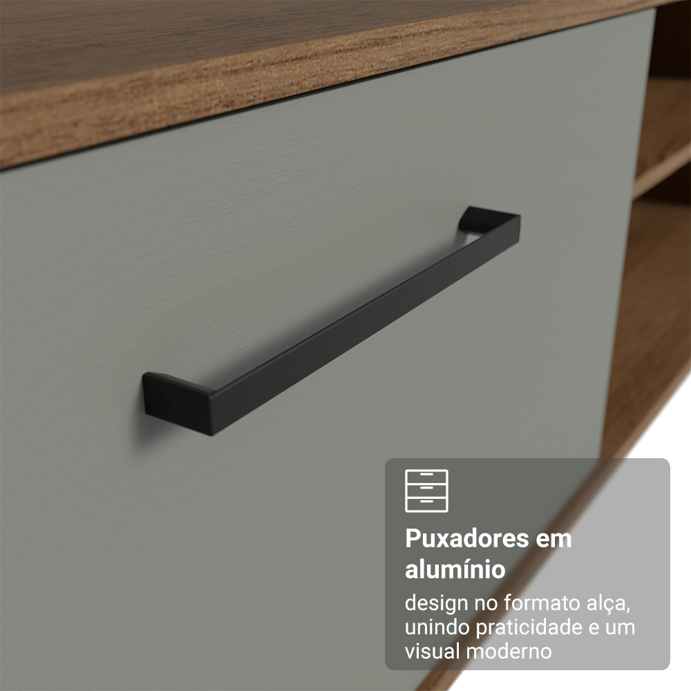 Rack para TV até 80 Polegadas 218 cm 2 Portas Rustic/Cinza Agata Madesa