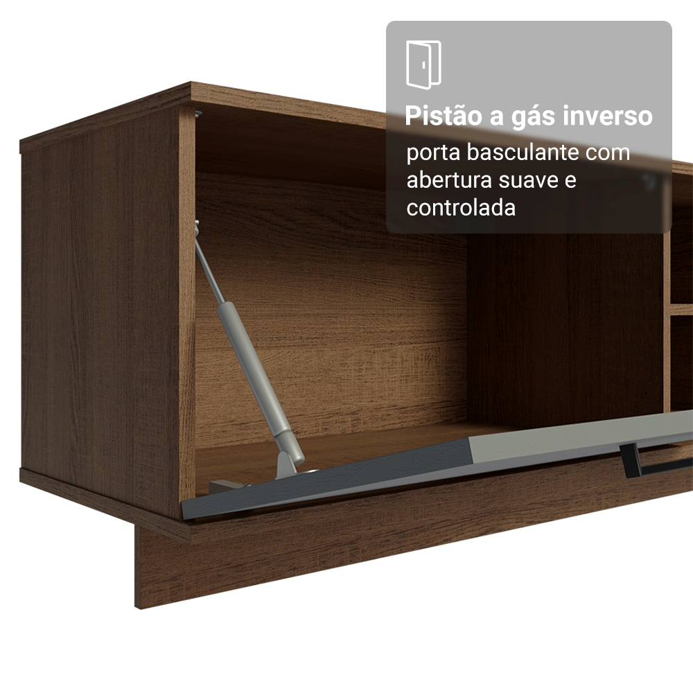 Rack Suspenso para TV até 80 Polegadas 218 cm 2 Portas Rustic/Cinza Agata Madesa