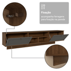 Rack Suspenso para TV até 80 Polegadas 218 cm 2 Portas Rustic/Cinza Vik Madesa