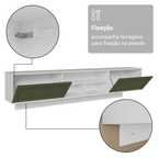 Rack Suspenso para TV até 80 Polegadas 218 cm 2 Portas Branco/Verde Vik Madesa