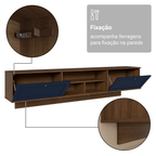 Rack Suspenso para TV até 80 Polegadas 218 cm 2 Portas Rustic/Azul Vik Madesa