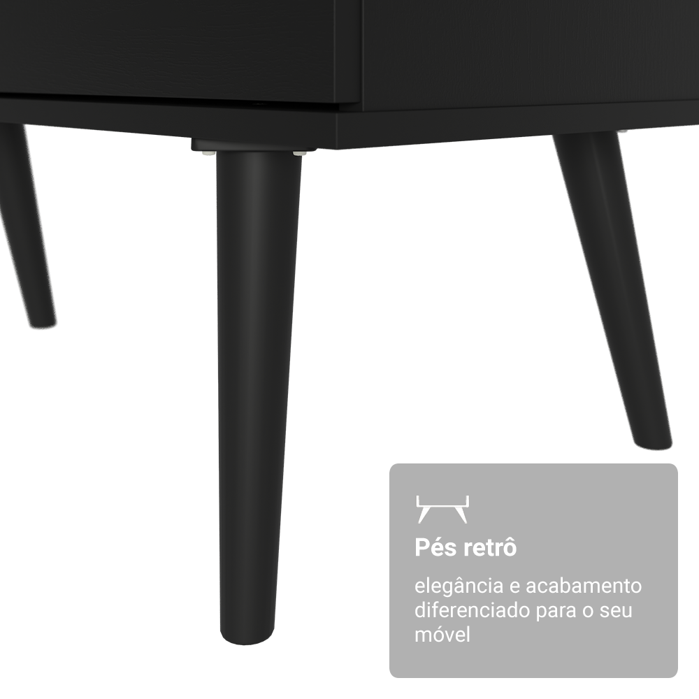 Escrivaninha Mesa de Escritório de Canto 3 Gavetas Preto Lisboa Madesa