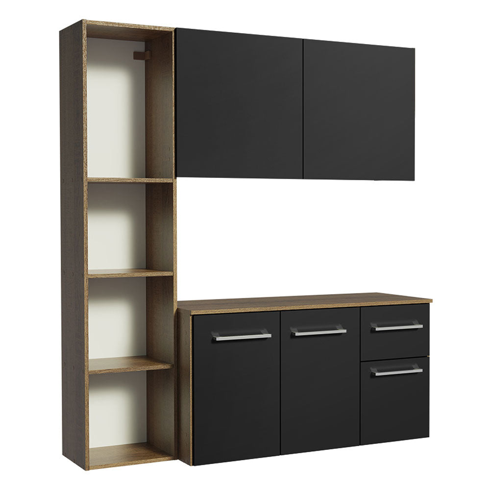 Armário de Cozinha Compacta 120cm Rustic/Preto Easy Madesa