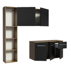 Armário de Cozinha Compacta 120cm Rustic/Preto Easy Madesa