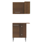 Kit de Canto Reto Madesa Emilly 2 Portas com Armário Aéreo, Adega e Balcão Rustic