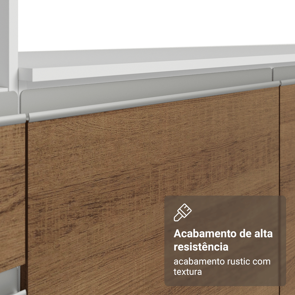 Armário de Cozinha Completa 240cm Branco/Rustic Diamante Madesa