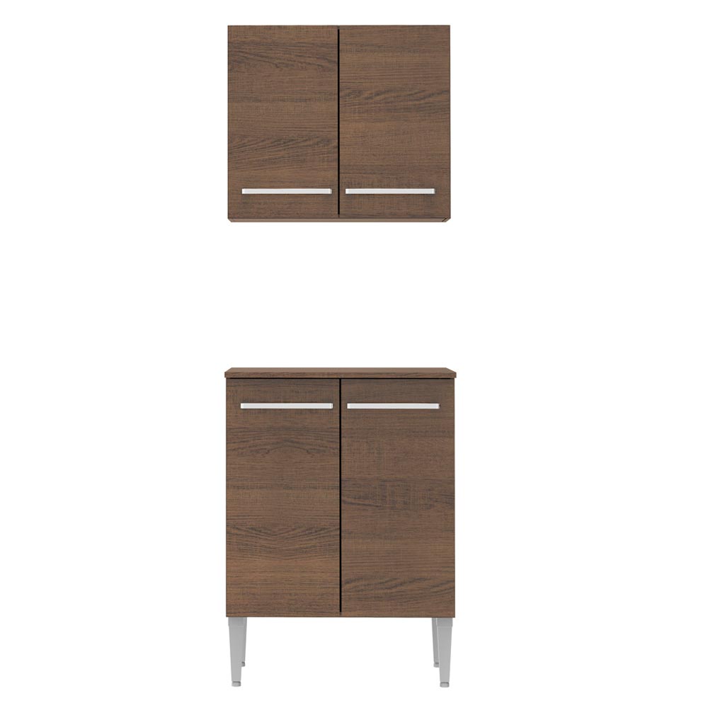 Kit com Armário Aéreo e Balcão 64cm Rustic Emilly Madesa