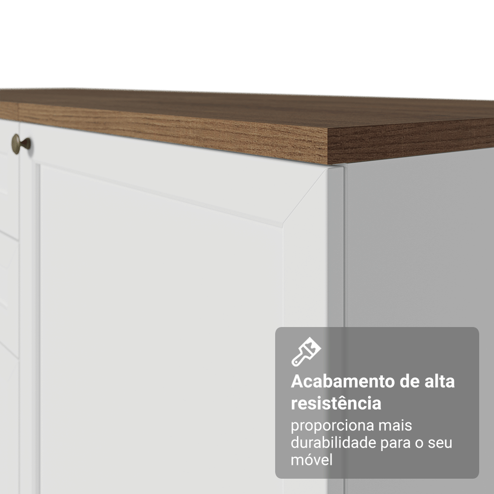 Balcão de Cozinha 120 x 60 cm 2 Portas (Com Tampo) Branco/Rustic Vik Madesa