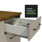 Balcão Gabinete 120 x 60 cm 1 Porta 2 Gavetas Rustic/Crema (Com Tampo) Agata Madesa