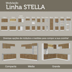 Balcão Cozinha 120 x 60 cm 2 Portas e 3 Gavetas (Com Tampo) Branco/Rustic Stella Madesa
