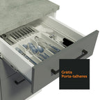 Balcão Gabinete de Pia Madesa Agata 120 x 60 cm 2 Portas e 3 Gavetas (Sem Tampo) Branco/Cinza