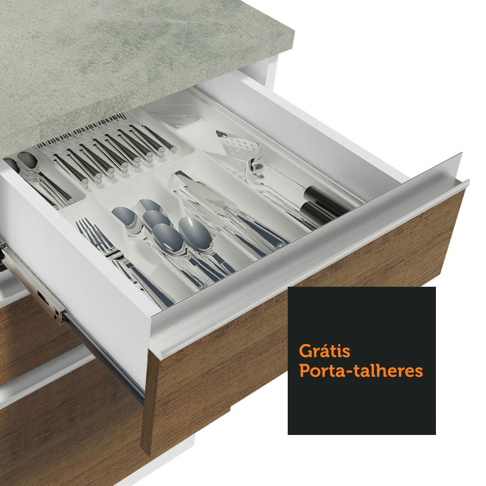 Balcão Cozinha 40 x 60 cm 3 Gavetas (Sem Tampo) Branco/Rustic Glamy Madesa