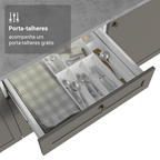 Balcão de Cozinha 60 x 60 cm 3 Gavetas (Sem Tampo) Branco/Cinza Vik Madesa