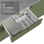 Balcão de Cozinha 60 x 60 cm 3 Gavetas (Sem Tampo) Branco/Verde Vik Madesa