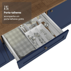 Balcão de Cozinha 60 x 60 cm 3 Gavetas (Com Tampo) Rustic/Azul Vik Madesa