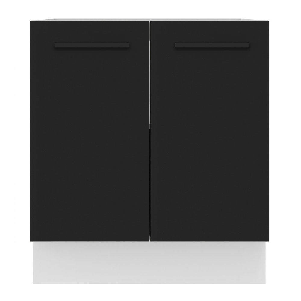 Balcão de Cozinha Madesa Agata 70 x 60 cm 2 Portas (Sem Tampo) Branco/Preto