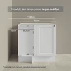 Balcão de Canto para Linha de 60 cm Profundidade (Sem Tampo) Branco Vik Madesa