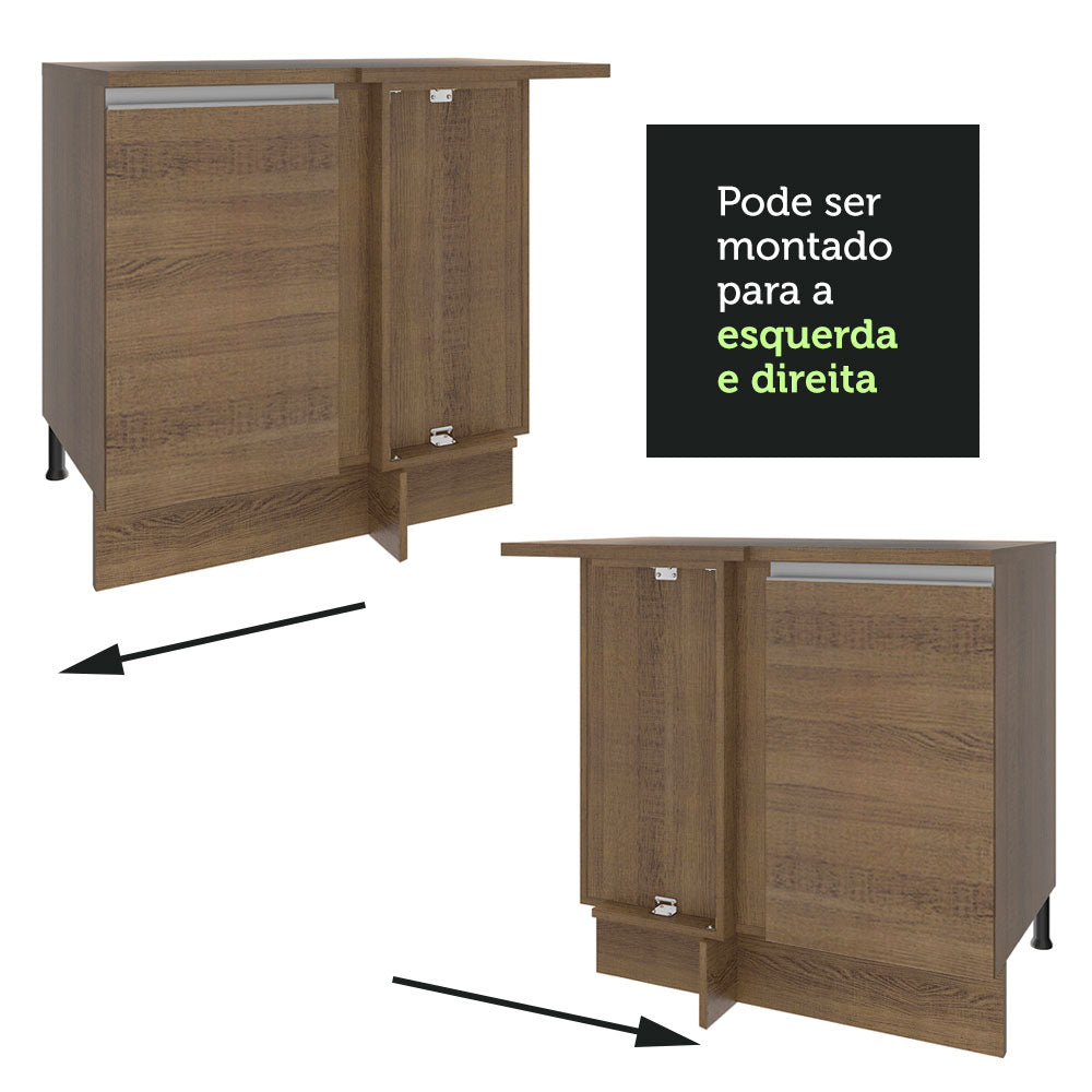Balcão de Canto Madesa Glamy 1 Porta 60 cm Profundidade (Com Tampo) Rustic