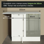 Balcão de Canto Madesa Lux 1 Porta (Sem Tampo) Branco/Cinza