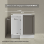 Balcão de Canto para Linha de 60 cm Profundidade (Sem Tampo) Branco/Cinza Vik Madesa