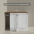 Balcão de Canto para Linha de 60 cm Profundidade (Com Tampo) Branco/Rustic Vik Madesa