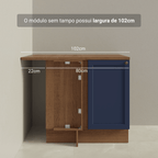 Balcão de Canto para Linha de 60 cm Profundidade (Com Tampo) Rustic/Azul Vik Madesa