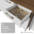 Balcão de Cozinha com Pia 105 cm 3 Portas 2 Gavetas Rustic/Branco Lille Madesa