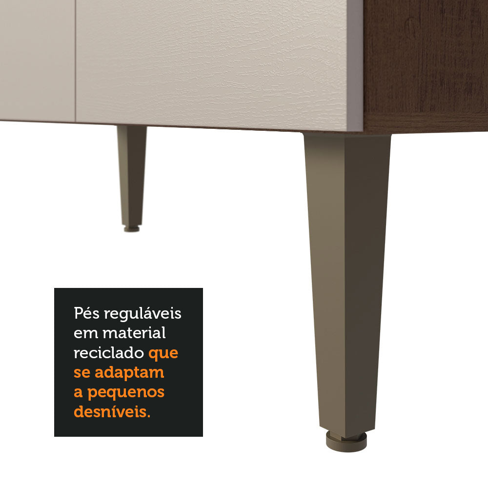 Balcão Gabinete 3 Portas 2 Gavetas Rustic/Crema Gourmet Madesa