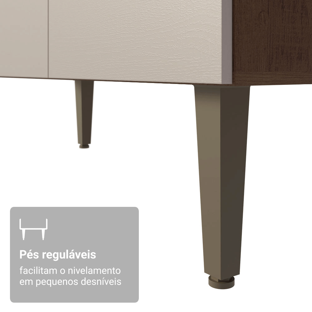 Balcão Gabinete com Pia 3 Portas e 2 Gavetas 105cm Rustic/Crema Gourmet Madesa