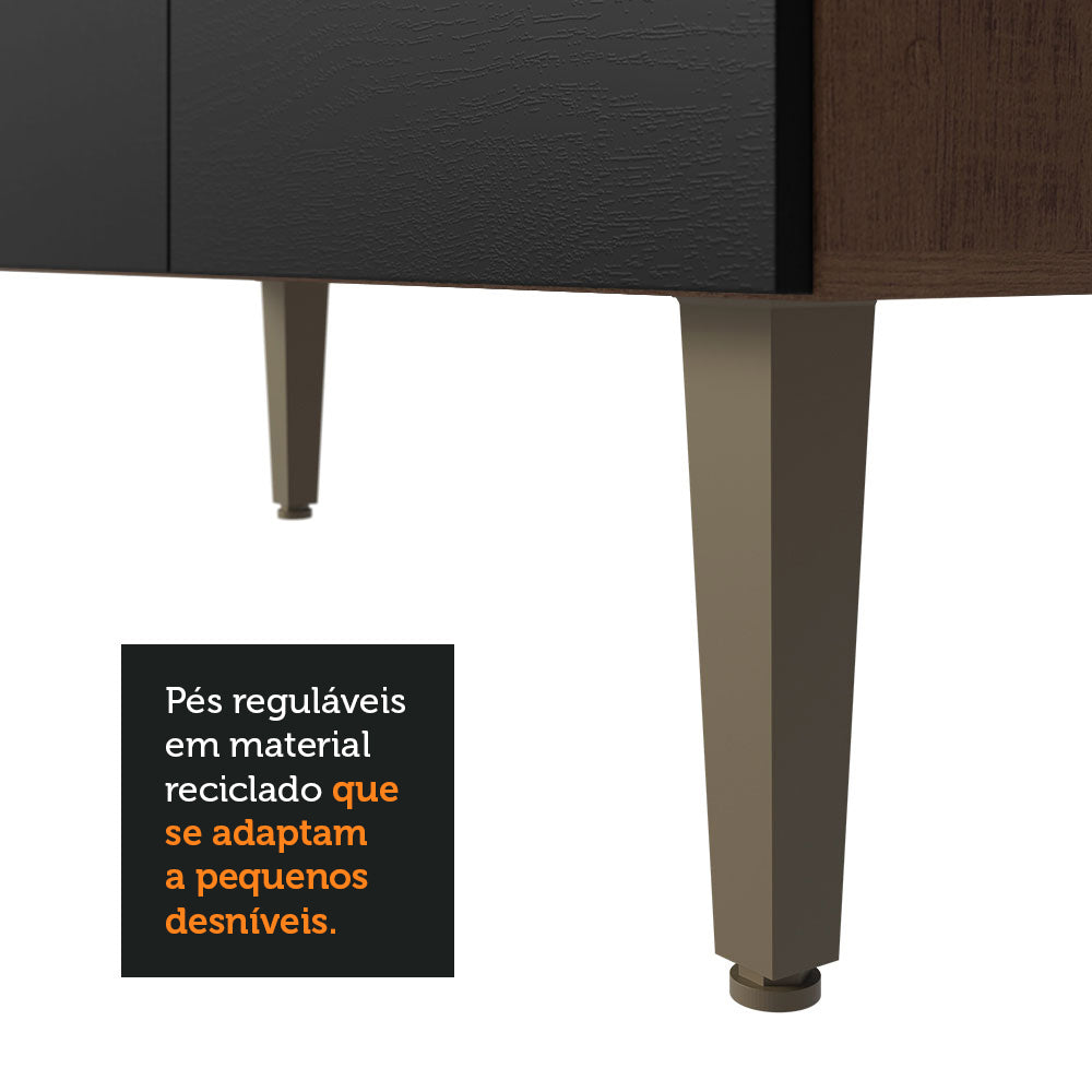 Balcão Gabinete com Pia 3 Portas e 2 Gavetas 105cm Rustic/Preto Gourmet Madesa