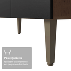 Balcão Gabinete com Pia 3 Portas e 2 Gavetas 105cm Rustic/Preto Gourmet Madesa