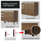 Balcão Madesa Glamy 120 cm 2 Portas (Com Tampo) Rustic