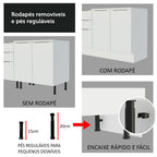 Balcão Gabinete de Pia Madesa Stella 1 Porta e 2 Gavetas (Sem Tampo e Pia) Branco