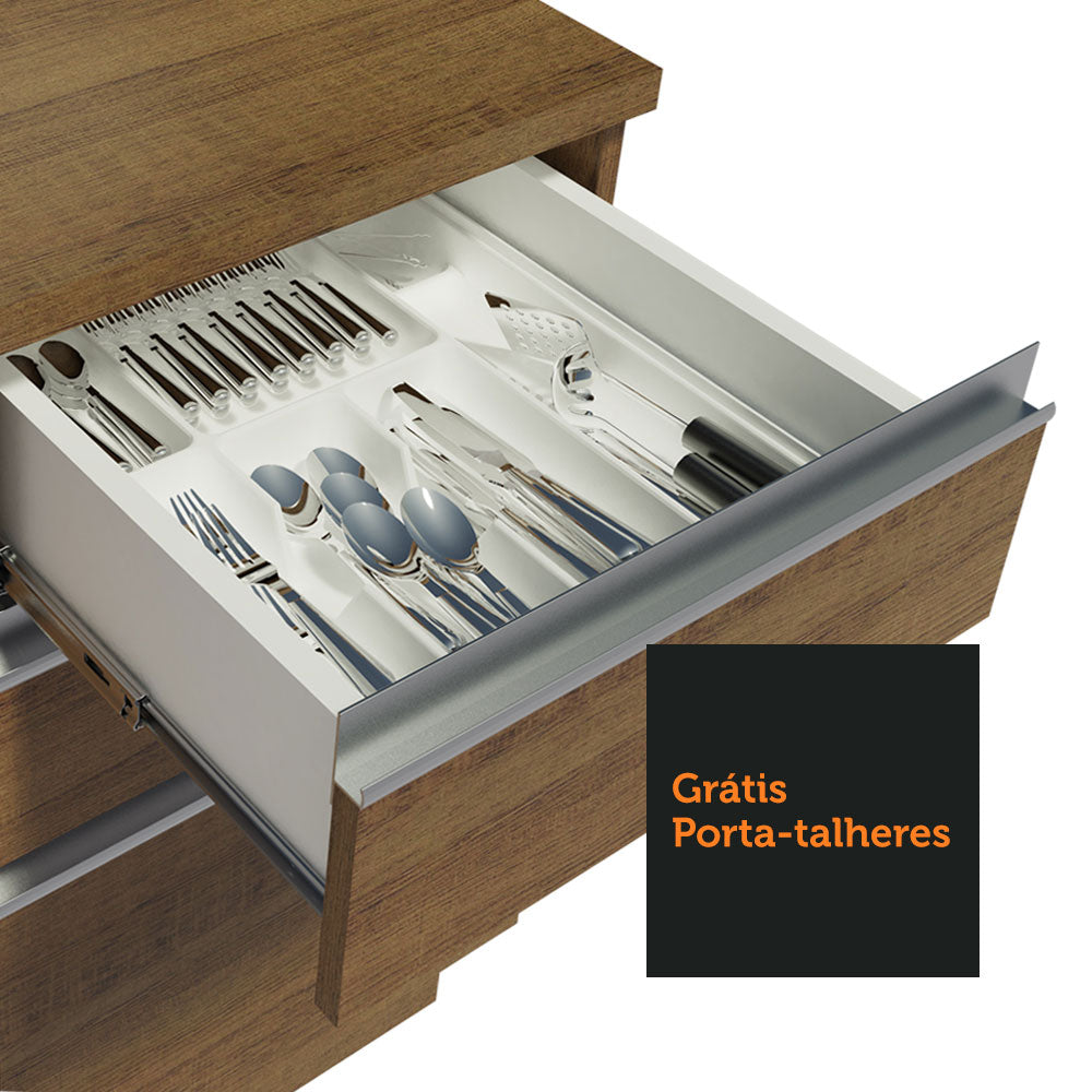 Balcão Gabinete de Pia Madesa Glamy 120 cm 2 Portas e 3 Gavetas (Sem Tampo e Pia) Rustic
