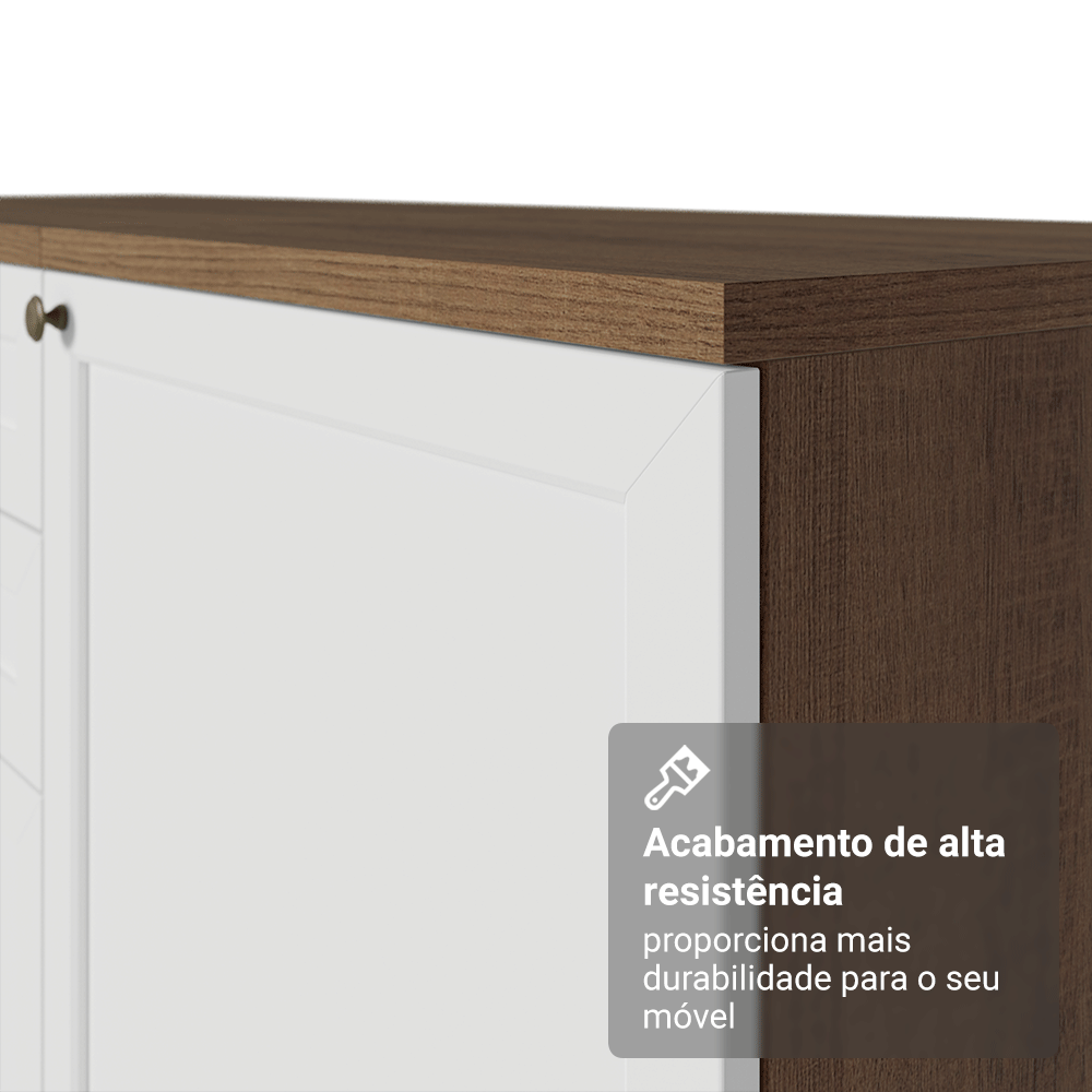 Balcão de Pia 120 cm 2 Portas 3 Gavetas (Sem Tampo) Rustic/Branco Vik Madesa