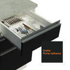 Balcão Gabinete de Pia Madesa Glamy 120 cm 2 Portas e 3 Gavetas (Sem Tampo e Pia) Branco/Preto