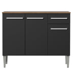 Balcão Gabinete Madesa Emilly 3 Portas e 1 Gaveta Rustic/Preto
