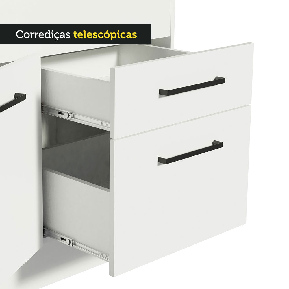 Balcão de Pia Madesa Agata 150 cm 2 Portas e 2 Gavetas (Sem Tampo e Pia) Branco