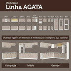Balcão de Pia 150 cm 2 Portas e 2 Gavetas (Sem Tampo e Pia) Branco/Crema Agata Madesa
