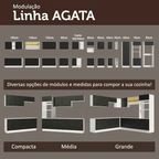 Balcão de Pia Madesa Agata 150 cm 2 Portas e 2 Gavetas (Sem Tampo e Pia) Branco/Preto