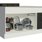 Balcão Madesa Agata 150 cm 2 Portas e 2 Gavetas (Com Tampo) Branco/Preto