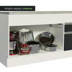 Balcão Madesa Glamy 150 cm 2 Portas e 2 Gavetas (Com Tampo) Branco/Preto