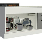 Balcão Madesa Agata 150 cm 2 Portas e 2 Gavetas (Com Tampo) Branco/Cinza