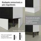 Balcão Porta-Temperos 20 cm 1 Porta (Sem Tampo) Branco/Preto Vik Madesa