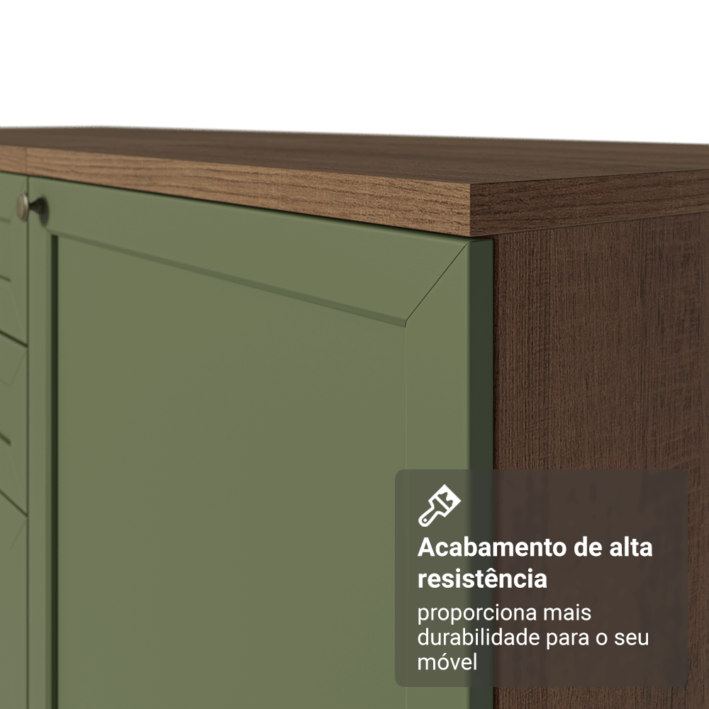 Balcão de Cozinha 35 cm 1 Porta (Sem Tampo) Rustic/Verde Vik Madesa