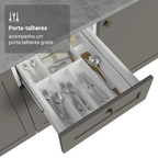 Balcão de Cozinha 40 cm 3 Gavetas Branco/Cinza Vik Madesa