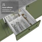 Balcão de Cozinha 40 cm 3 Gavetas (Sem Tampo) Branco/Verde Vik Madesa