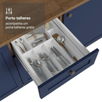 Balcão de Cozinha 40 cm 3 Gavetas Rustic/Azul Vik Madesa