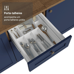 Balcão de Cozinha 40 cm 3 Gavetas (Sem Tampo) Rustic/Azul Vik Madesa